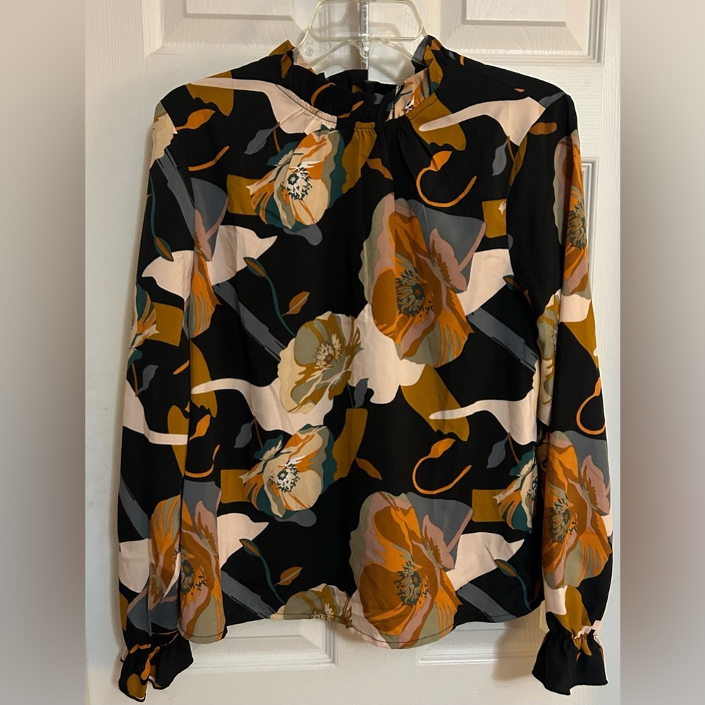 Brown Multicolor blouse sz L